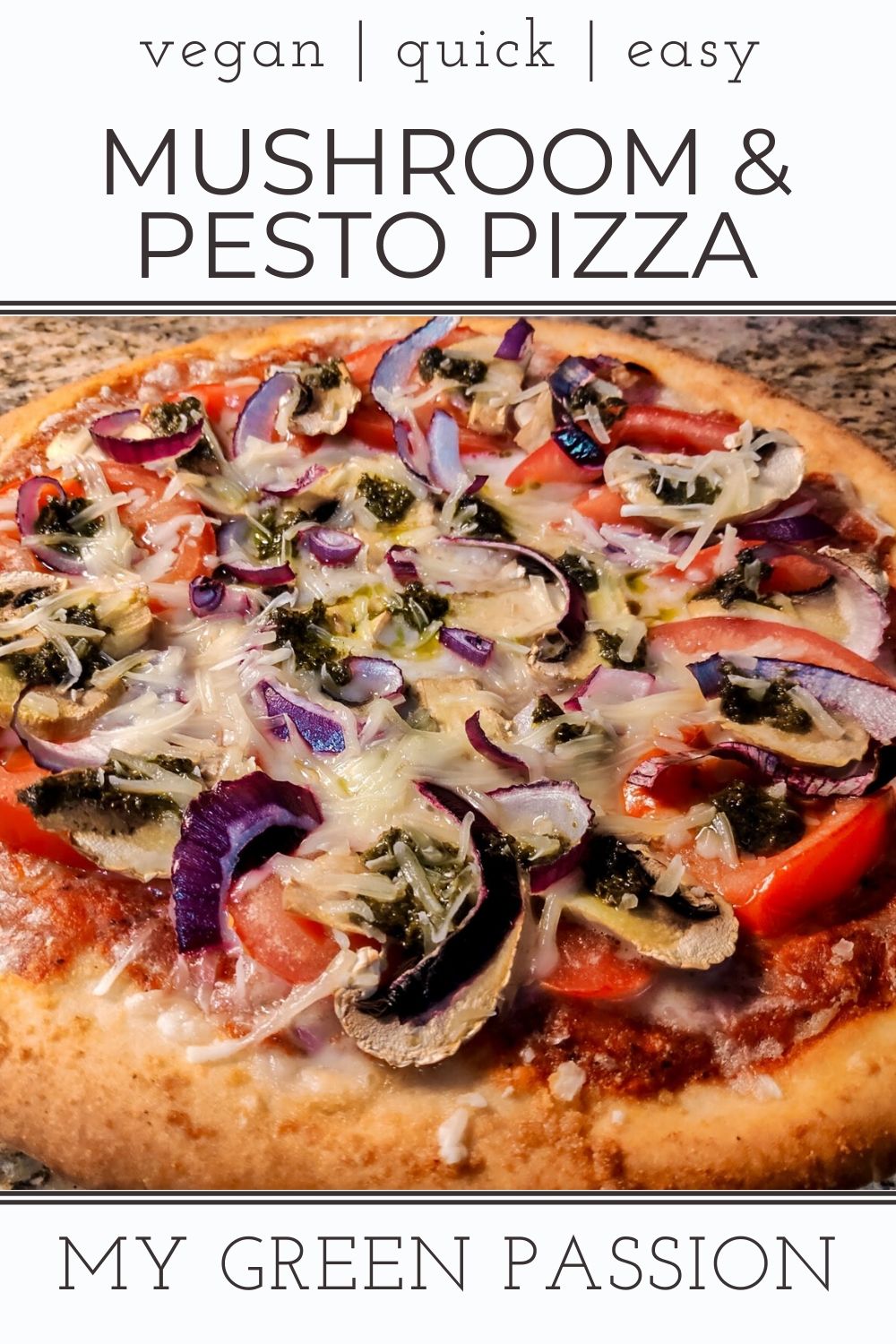 vegan mushroom and pesto pizza quick easy plant-based
