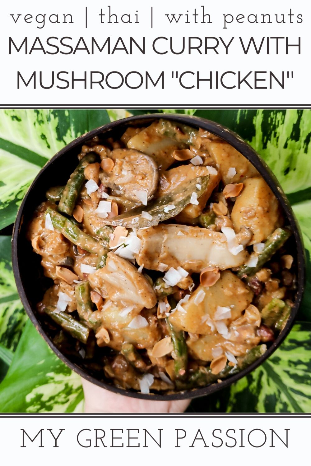 vegan massaman curry with mushroom ch icken plant-based thai with peanuts gluten-free