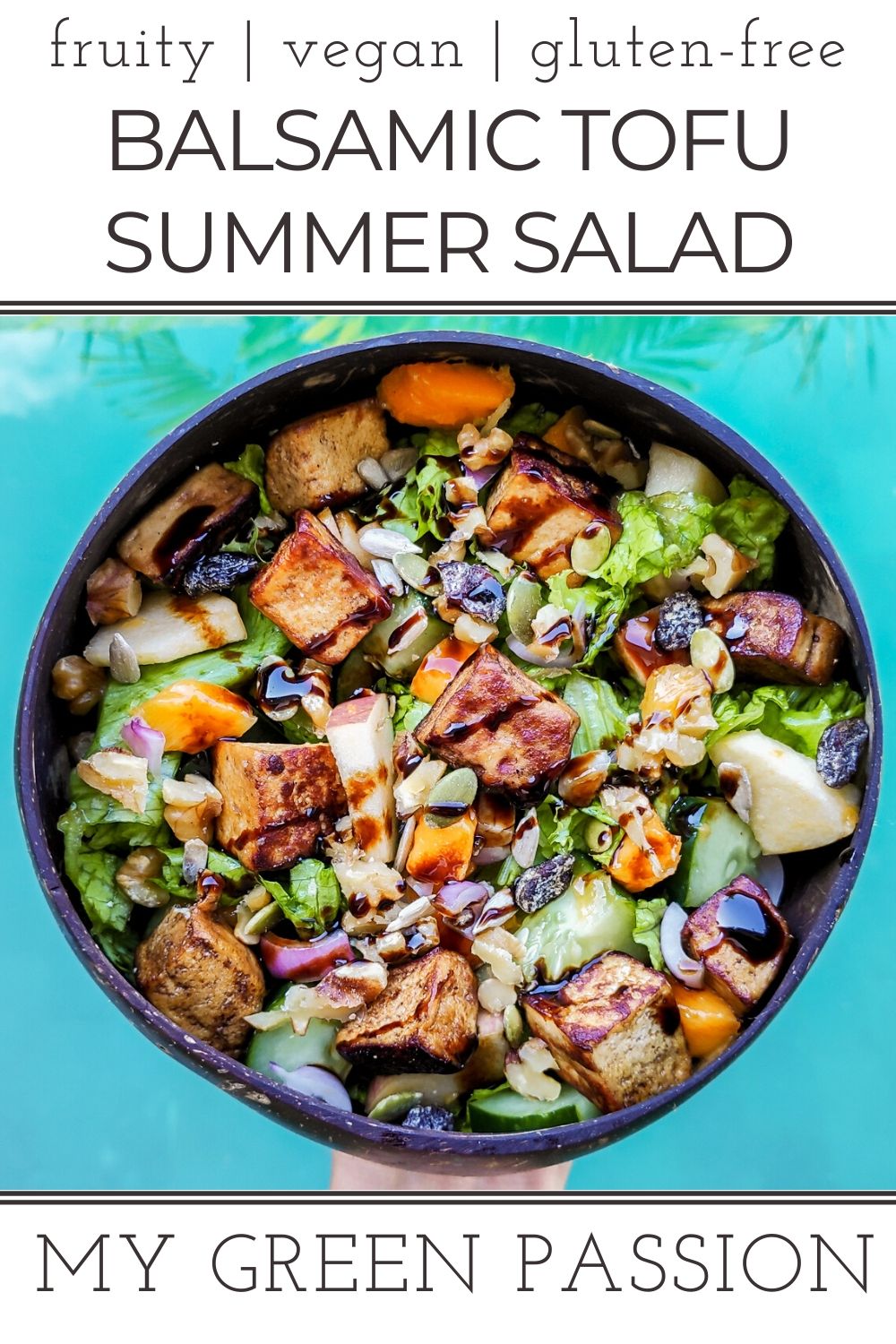 vegan fruity balsamic tofu summer salad gluten-free refreshing apple mango plant-based